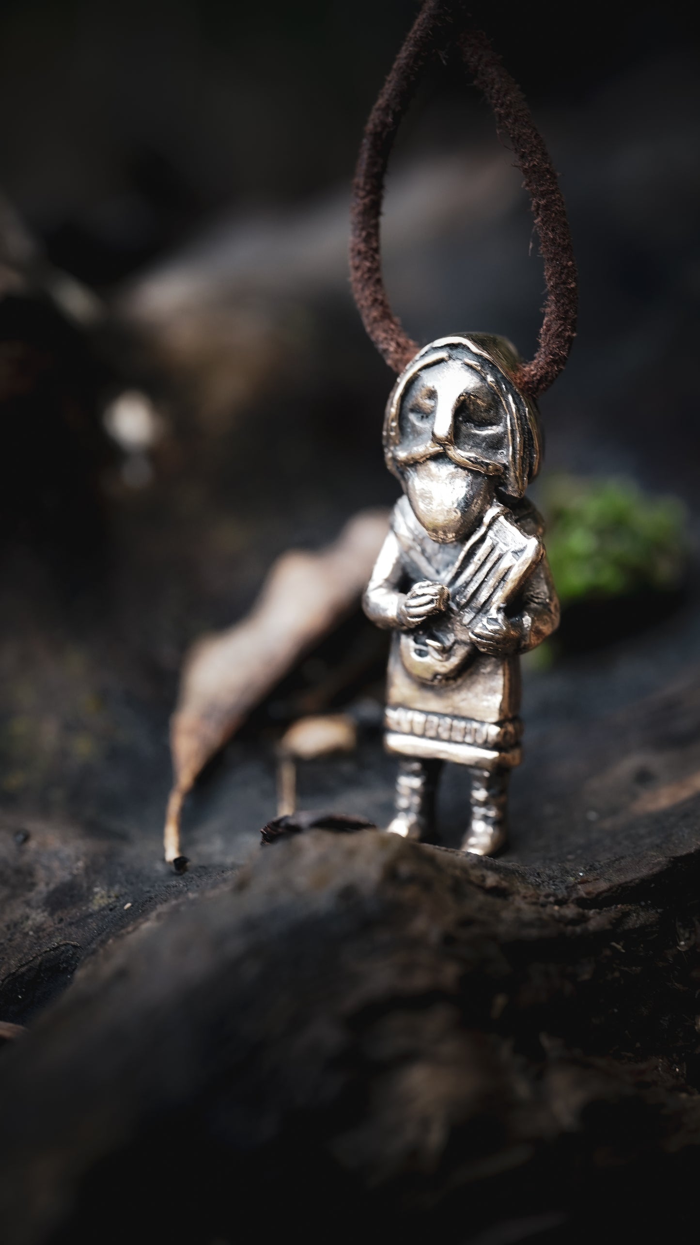 Bragi Pendentif bronze inspiré des mythes nordiques, amulette païenne viking Bragr