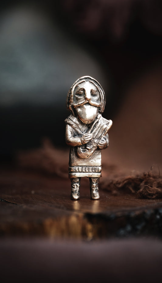 Bragi Pendentif bronze inspiré des mythes nordiques, amulette païenne viking Bragr